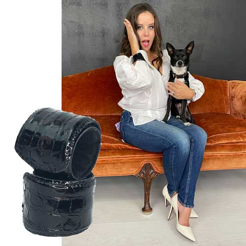 CuffedUp Lamb Cufflets - Black Croc Pair