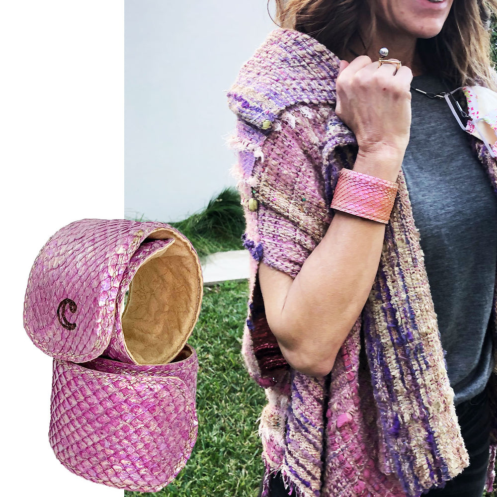 Iridescent Pink - Salmon Skin Cufflets